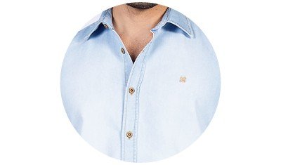 camisa masculina manga longa jeans sky blue