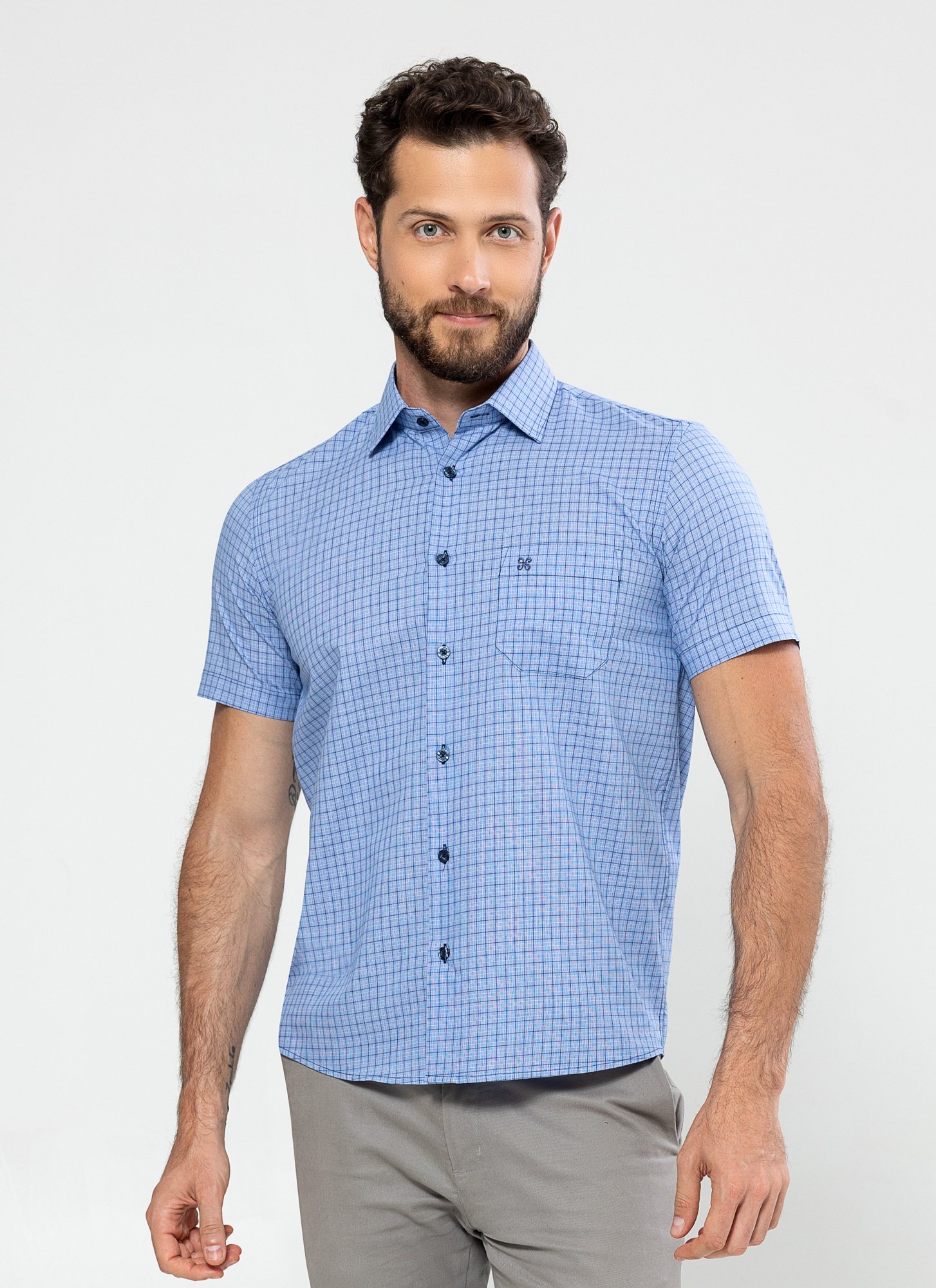 初期 19SS MASU シャツ 44 アーカイブ Camisa Meia Manga Masculina Plus Size Fabricio Azul