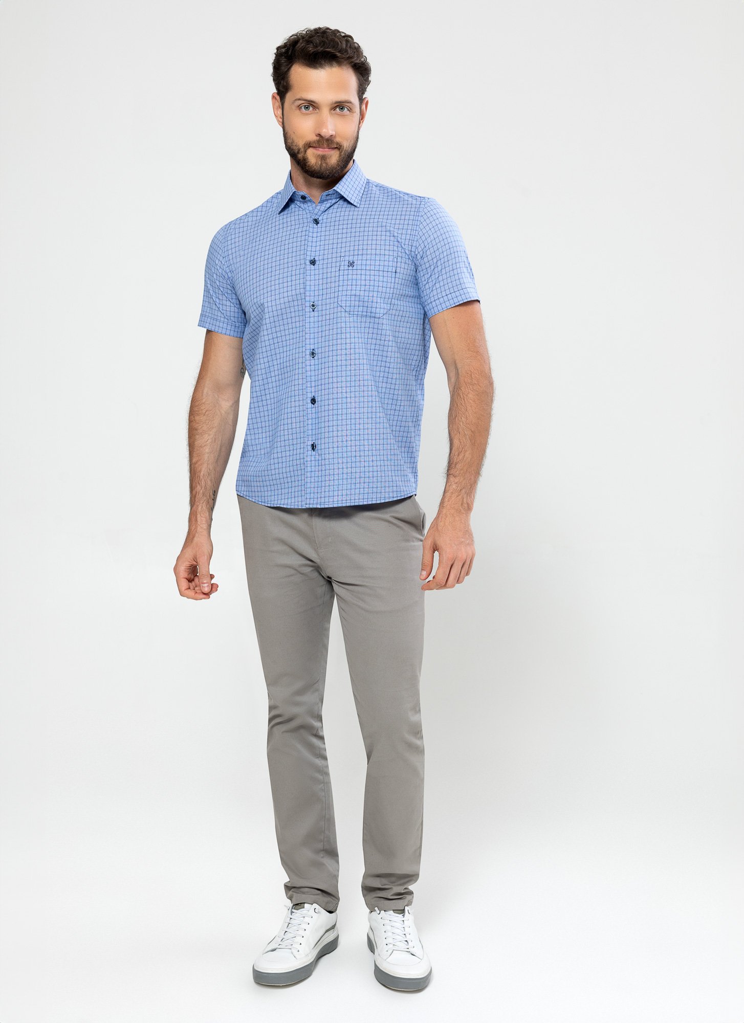 Camisa Meia Manga Masculina Plus Size Fabricio Azul