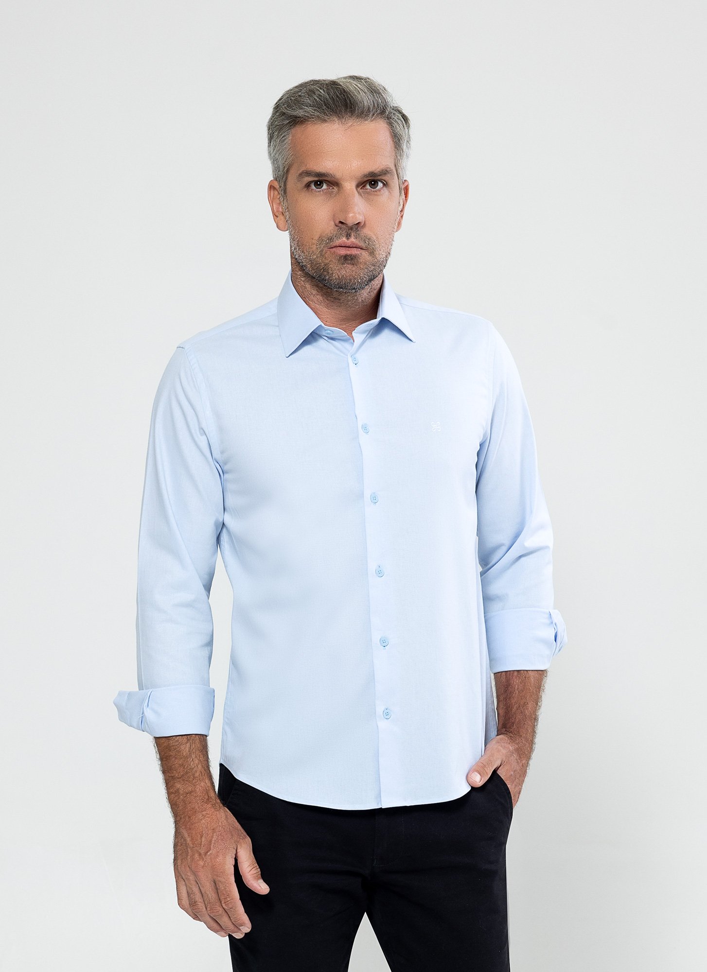 Camisa Clássica Azul Claro Happy Fashion