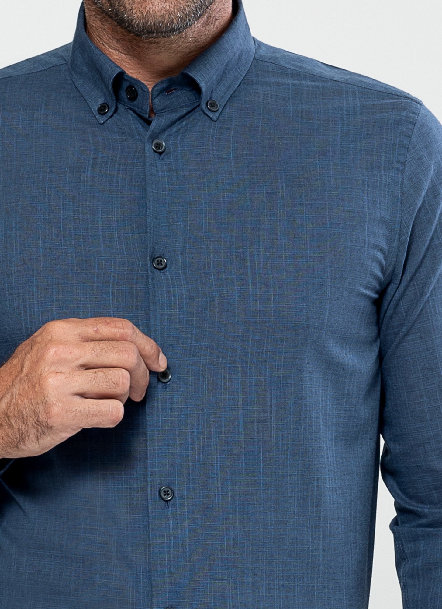 Camisa Button Down Happy Fashion Lisa Azul Petróleo