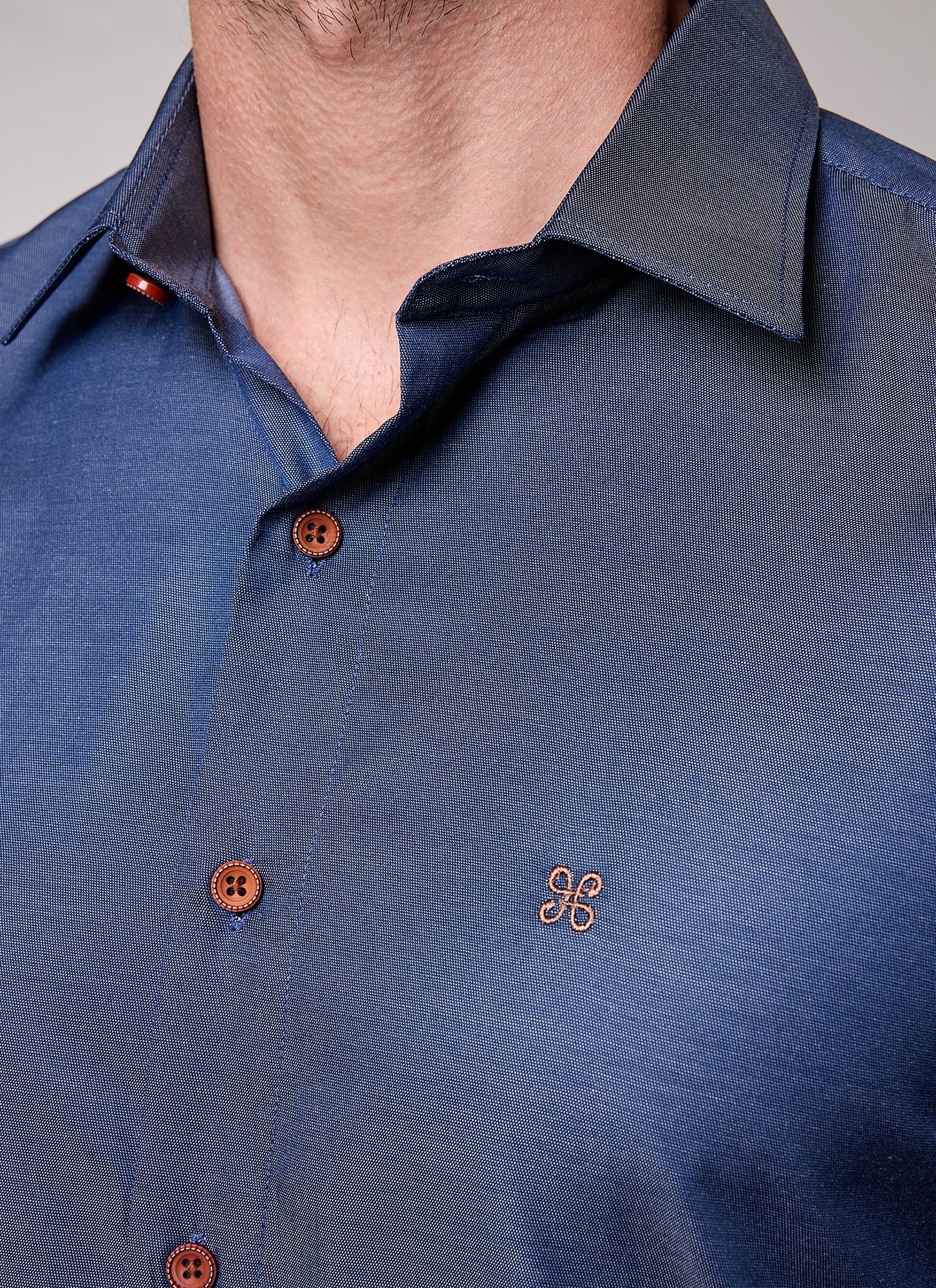 Camisa Manga Longa Masculina Slim Kaique Azul Jeans