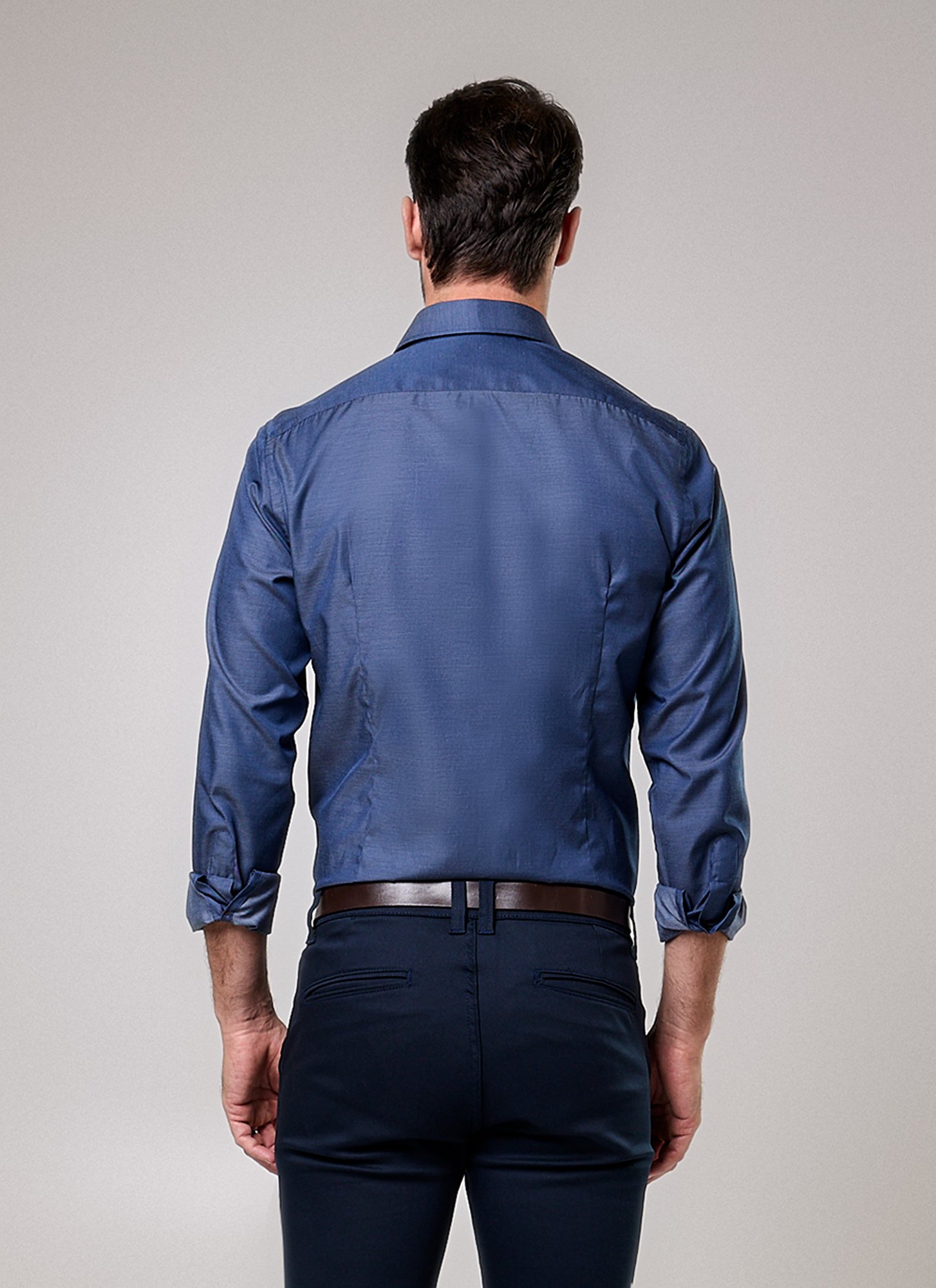 Camisa Manga Longa Masculina Slim Kaique Azul Jeans