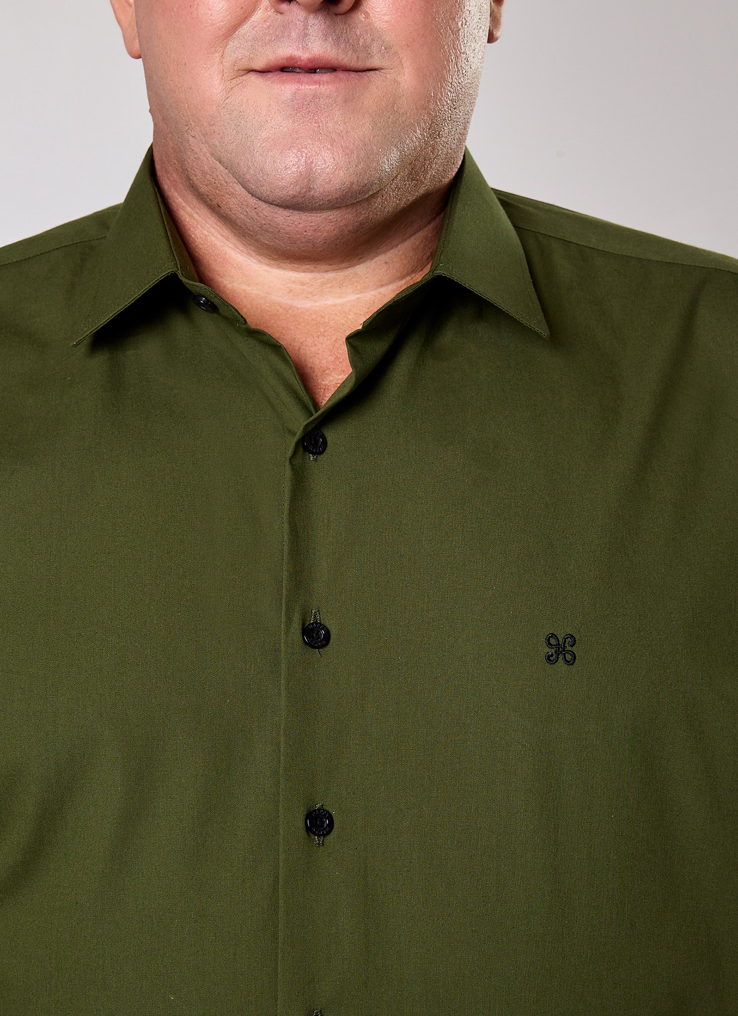 Camisa Manga Longa Masculina Plus Size Gregory Verde Musgo
