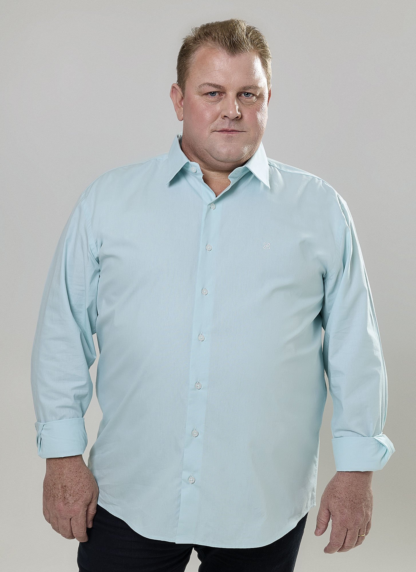 Camisa Manga Longa Masculina Plus Size Gregory Verde Claro