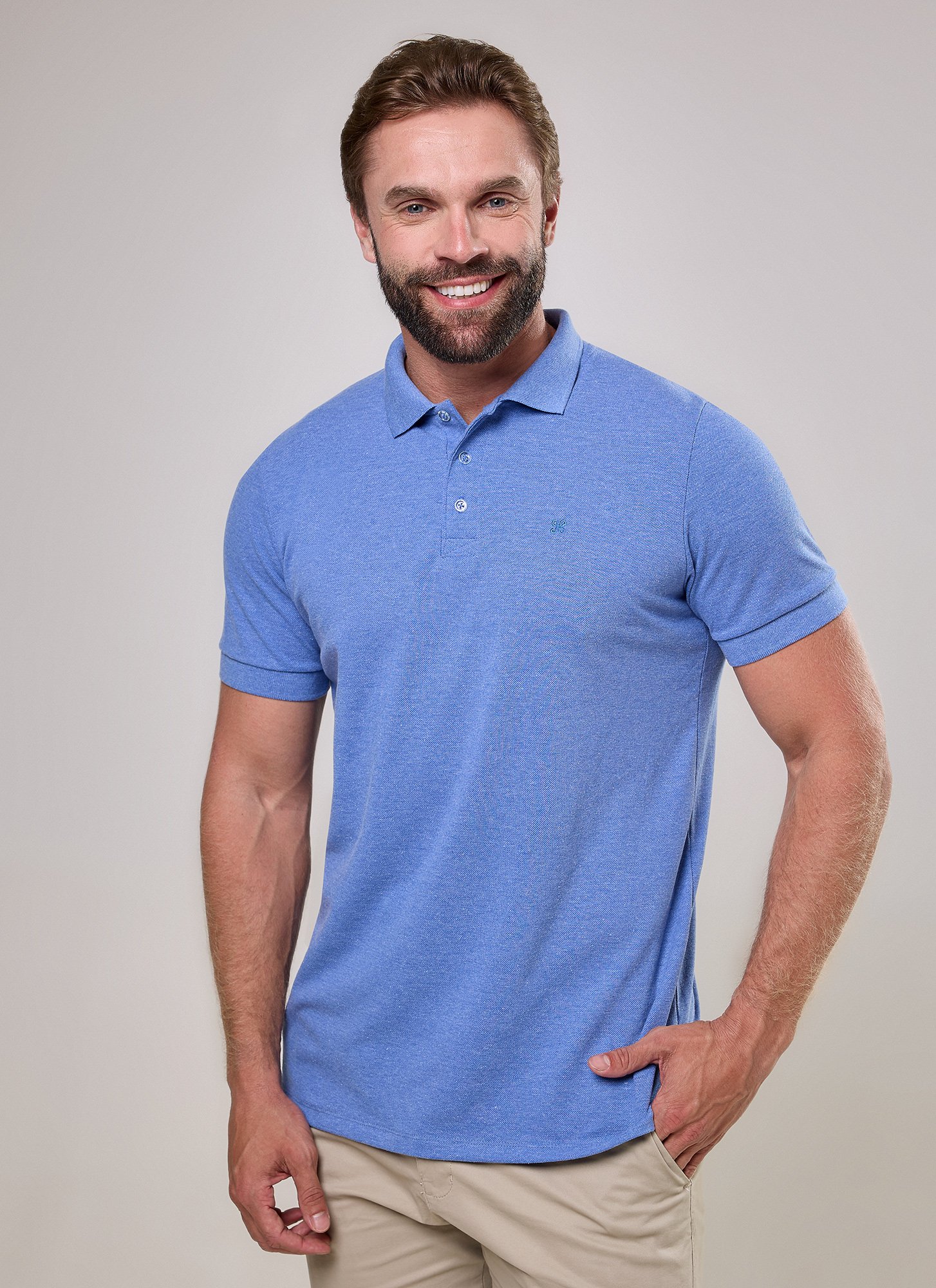Camisa Polo Masculina Piquet Abel Azul