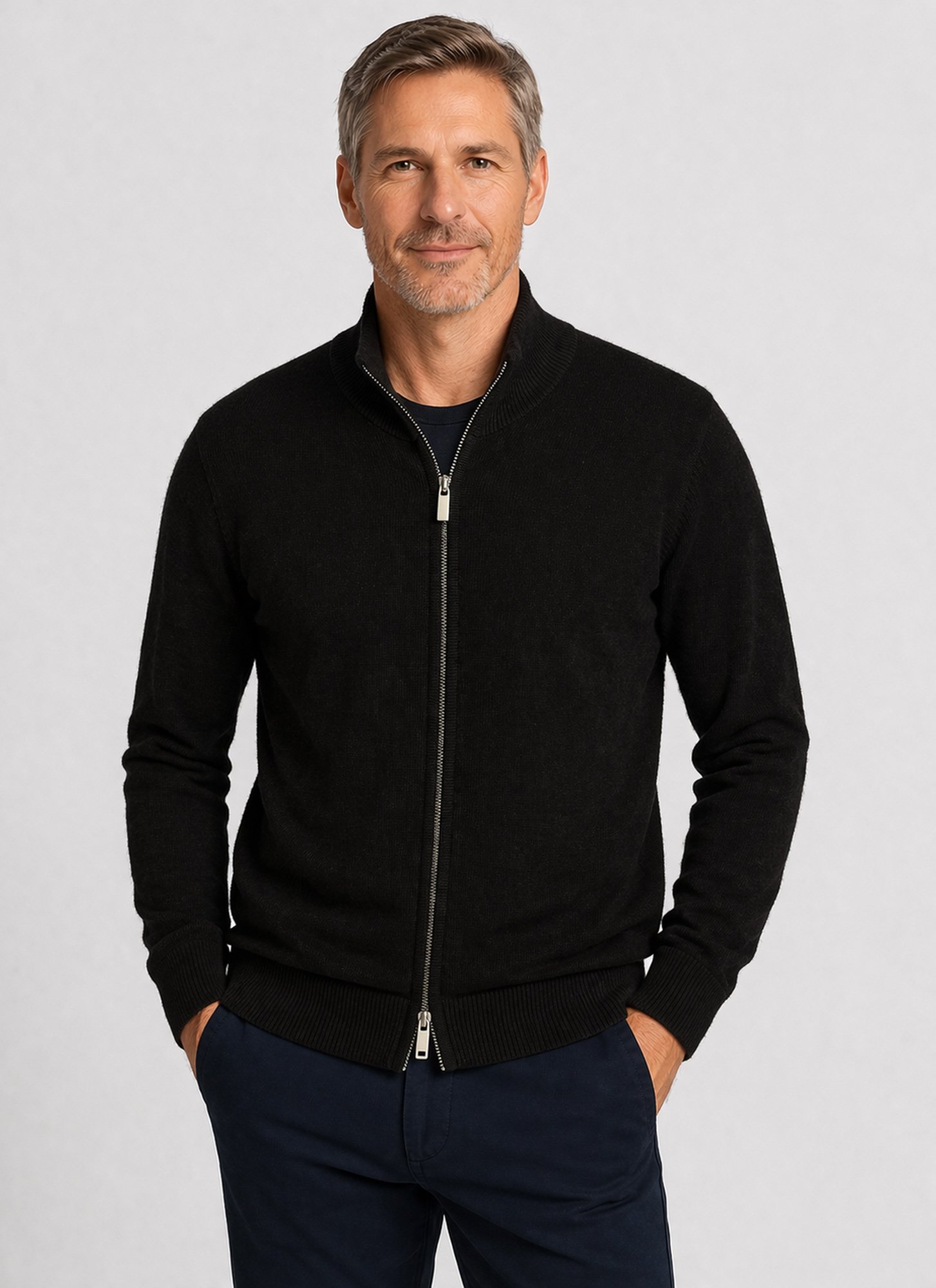 sueter ziper preto